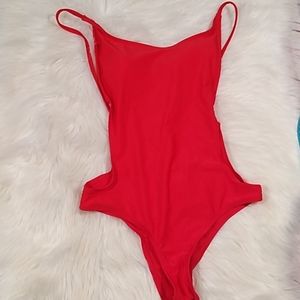 Red one piece swim suit